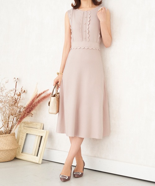 ニット Prima スカラップフリル ワンピース スカラップフリル Scherrer プリマシェレル のファッション Scherrer ワンピース ワンピース ドレス Prima Prima 注目ブランドのギフト