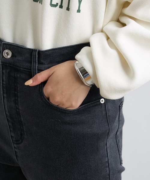 CIAOPANIC TYPY（チャオパニックティピー）の「【TYPYDENIM】あったかクロップドパンツ（デニムパンツ・レディース・ブルー/ブラック・SMALL/MEDIUM/LARGE）」の8枚目の写真