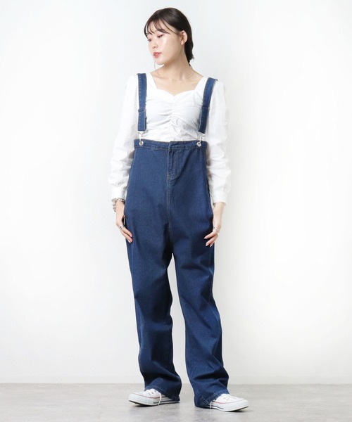 salle de bal POUR TOUS（サルデバルプールトゥス）の「【 ZOZO限定 】 デニムオーバーオール MEI（サロペット/オーバーオール・レディース・ブルー・FREE）」の2枚目の写真