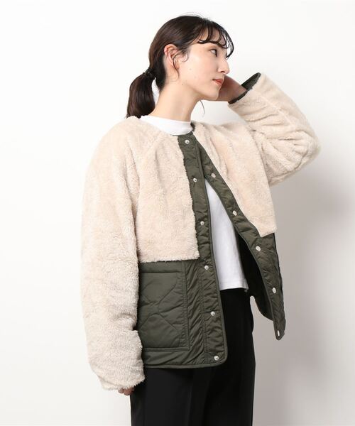 m.f.editorial（エムエフエディトリアル）の「エムエフエディトリアルレディース/m.f.editorial：Women　リバーシブル キルティングボアアウター（ブルゾン・レディース・カーキ/ベージュ・FREE）」の6枚目の写真