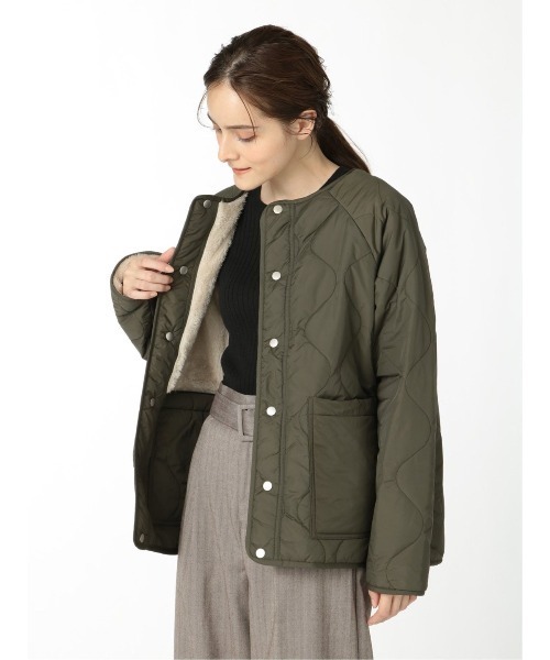 m.f.editorial（エムエフエディトリアル）の「エムエフエディトリアルレディース/m.f.editorial：Women　リバーシブル キルティングボアアウター（ブルゾン・レディース・カーキ/ベージュ・FREE）」の7枚目の写真