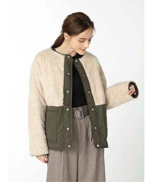 m.f.editorial（エムエフエディトリアル）の「エムエフエディトリアルレディース/m.f.editorial：Women　リバーシブル キルティングボアアウター（ブルゾン・レディース・カーキ/ベージュ・FREE）」の11枚目の写真