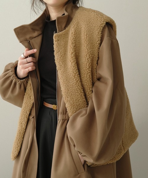 Bab(バブ)の「【WEB限定】ボアリバーシブルベスト付モッズコート(モッズコート・レディース・モカ/カーキ/ブラック・M)」の22枚目の写真