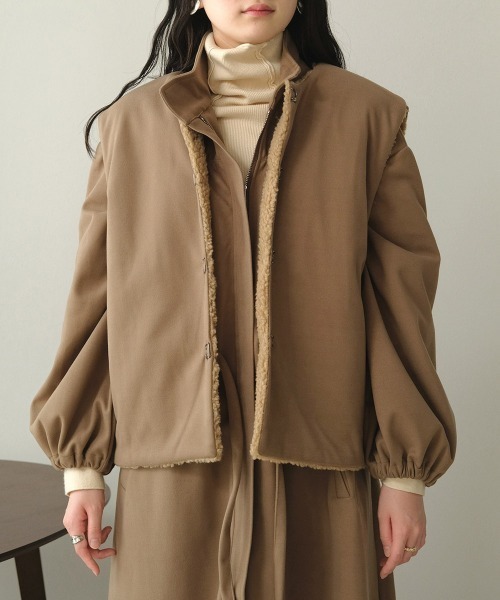 Bab(バブ)の「【WEB限定】ボアリバーシブルベスト付モッズコート(モッズコート・レディース・モカ/カーキ/ブラック・M)」の13枚目の写真