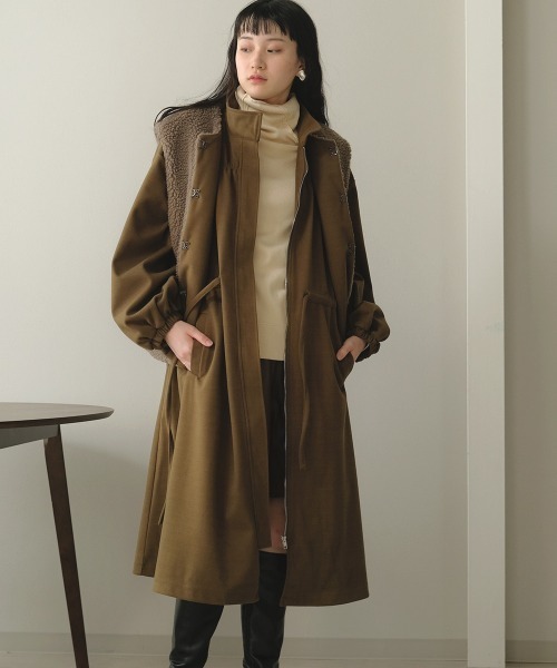 Bab(バブ)の「【WEB限定】ボアリバーシブルベスト付モッズコート(モッズコート・レディース・モカ/カーキ/ブラック・M)」の5枚目の写真