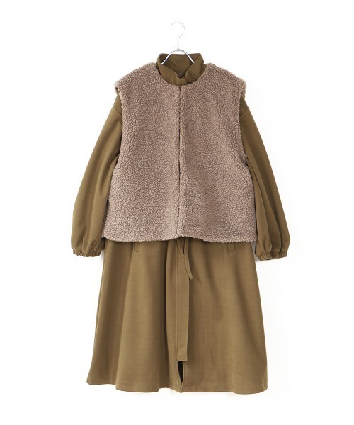 Bab(バブ)の「【WEB限定】ボアリバーシブルベスト付モッズコート(モッズコート・レディース・モカ/カーキ/ブラック・M)」の8枚目の写真