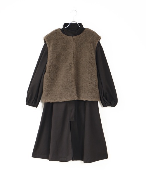 Bab(バブ)の「【WEB限定】ボアリバーシブルベスト付モッズコート(モッズコート・レディース・モカ/カーキ/ブラック・M)」の9枚目の写真