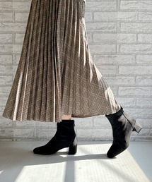 バックジップ ストレッチ アンクルブーツ