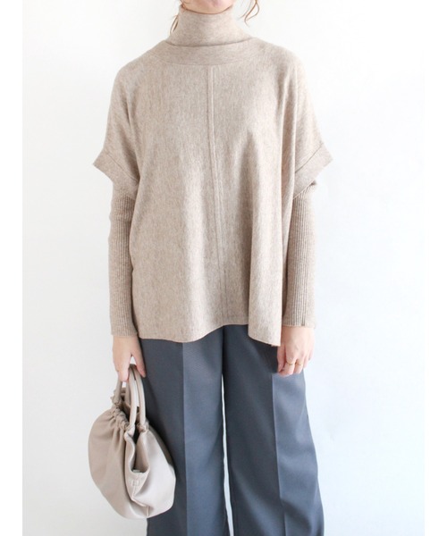 Te chichi(テチチ)の「ベスト×タートルネックニットセット(アンサンブル・レディース・ネイビー/ブラウン/オフホワイト・フリ-)」の3枚目の写真