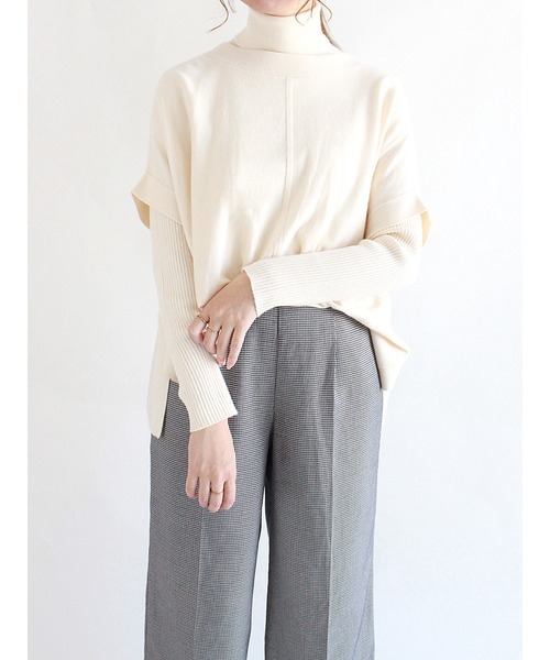 Te chichi(テチチ)の「ベスト×タートルネックニットセット(アンサンブル・レディース・ネイビー/ブラウン/オフホワイト・フリ-)」の2枚目の写真