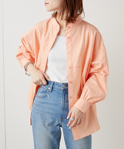 CIAOPANIC TYPY（チャオパニックティピー）の「切替バンドカラーシャツ（シャツ/ブラウス・レディース・ホワイト/ベージュ/ピンク・ONE SIZE）」の5枚目の写真