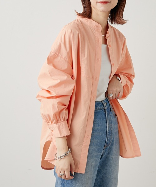 CIAOPANIC TYPY（チャオパニックティピー）の「切替バンドカラーシャツ（シャツ/ブラウス・レディース・ホワイト/ベージュ/ピンク・ONE SIZE）」の9枚目の写真