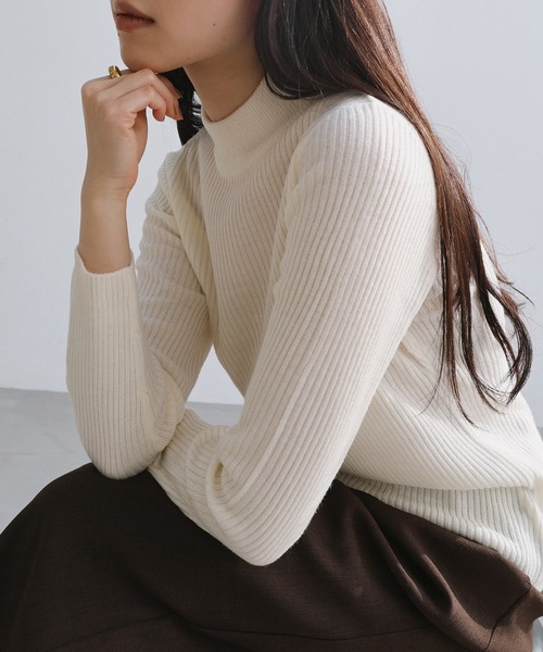 セール】ハイネック長袖リブニットトップス（ニット/セーター）｜andme