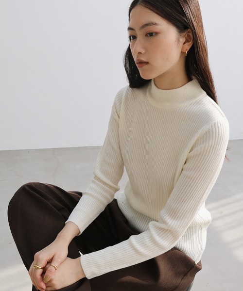 セール】ハイネック長袖リブニットトップス（ニット/セーター）｜andme