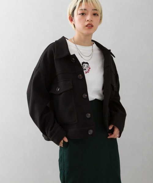 SpRay(スプレイ)の「エコウール Gジャン(デニムジャケット・レディース・ライトグレー/ブラック/ダークグリーン/ブラウン/ライトベージュ・FREE)」の2枚目の写真