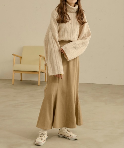 Ambre Neige（アンブルネージュ）の「ホソリブタートルニット／【WEB/EC限定商品】（ニット/セーター・レディース・マスタード/アイボリー・FREE）」の11枚目の写真