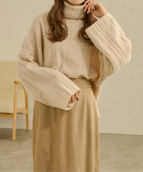 Ambre Neige（アンブルネージュ）の「ホソリブタートルニット／【WEB/EC限定商品】（ニット/セーター・レディース・マスタード/アイボリー・FREE）」の13枚目の写真