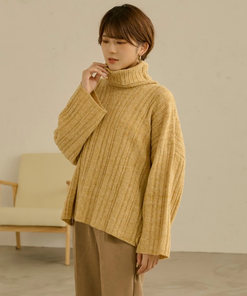Ambre Neige（アンブルネージュ）の「ホソリブタートルニット／【WEB/EC限定商品】（ニット/セーター・レディース・マスタード/アイボリー・FREE）」の16枚目の写真