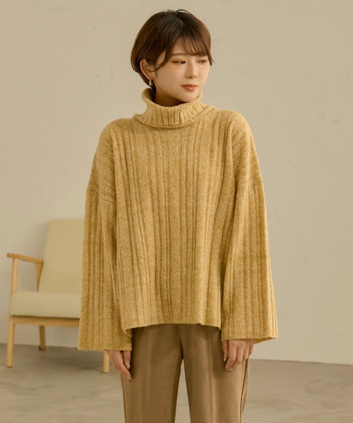 Ambre Neige（アンブルネージュ）の「ホソリブタートルニット／【WEB/EC限定商品】（ニット/セーター・レディース・マスタード/アイボリー・FREE）」の20枚目の写真