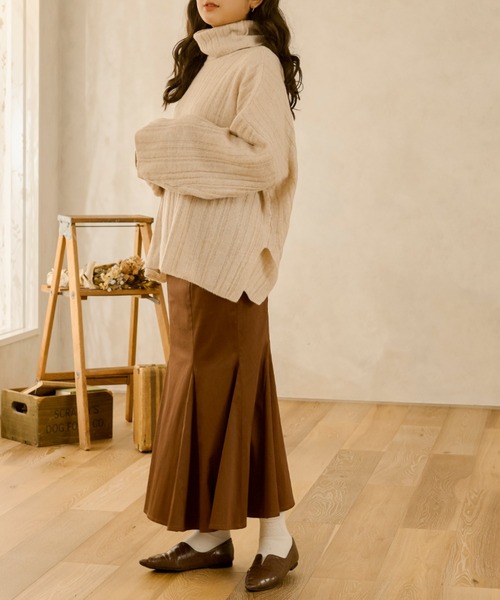 Ambre Neige（アンブルネージュ）の「ホソリブタートルニット／【WEB/EC限定商品】（ニット/セーター・レディース・マスタード/アイボリー・FREE）」の5枚目の写真
