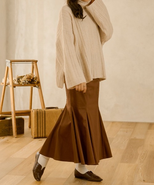 Ambre Neige（アンブルネージュ）の「ホソリブタートルニット／【WEB/EC限定商品】（ニット/セーター・レディース・マスタード/アイボリー・FREE）」の6枚目の写真