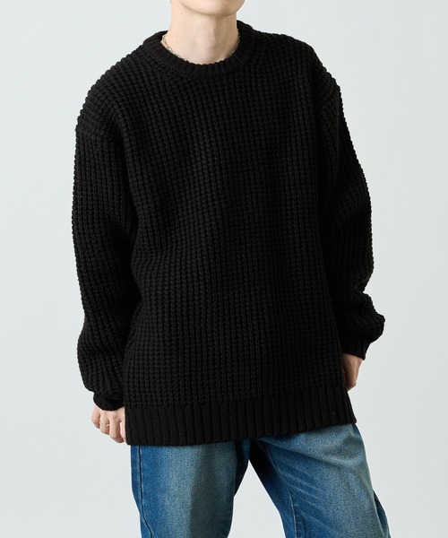 COLONY 2139（コロニートゥーワンスリーナイン）の「ウール混ロービングワッフルプルオーバー（ニット/セーター・メンズ・ブラック/グレー/カーキ・MEDIUM/LARGE/X-LARGE）」の7枚目の写真