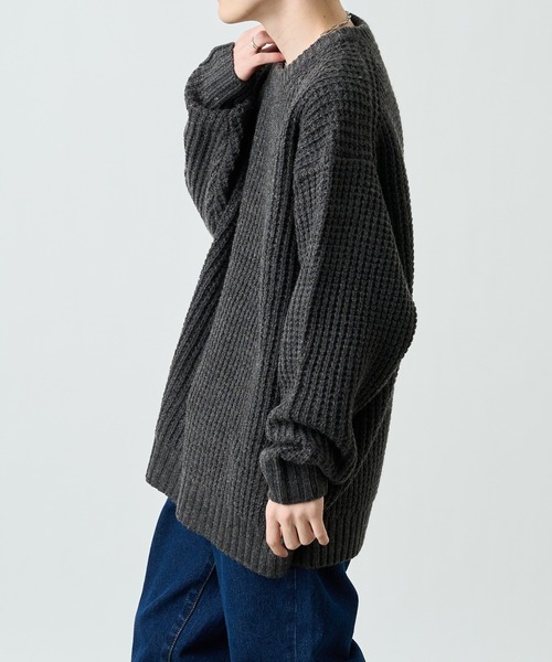 COLONY 2139（コロニートゥーワンスリーナイン）の「ウール混ロービングワッフルプルオーバー（ニット/セーター・メンズ・ブラック/グレー/カーキ・MEDIUM/LARGE/X-LARGE）」の18枚目の写真