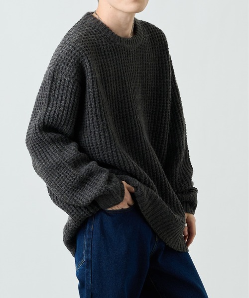 COLONY 2139（コロニートゥーワンスリーナイン）の「ウール混ロービングワッフルプルオーバー（ニット/セーター・メンズ・ブラック/グレー/カーキ・MEDIUM/LARGE/X-LARGE）」の11枚目の写真