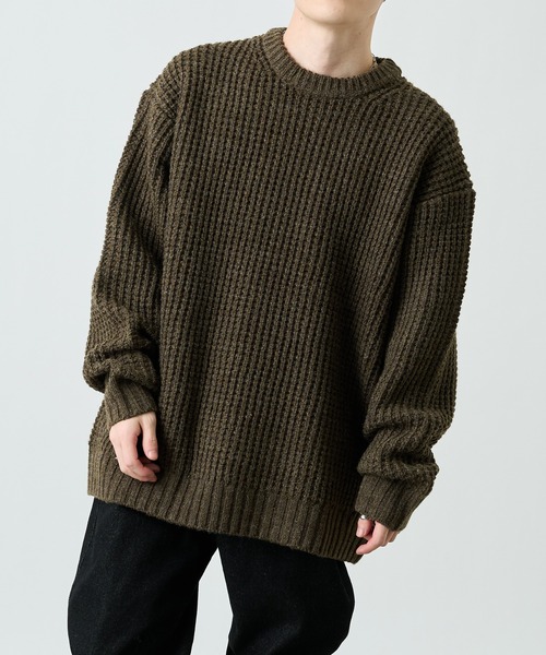 COLONY 2139（コロニートゥーワンスリーナイン）の「ウール混ロービングワッフルプルオーバー（ニット/セーター・メンズ・ブラック/グレー/カーキ・MEDIUM/LARGE/X-LARGE）」の8枚目の写真