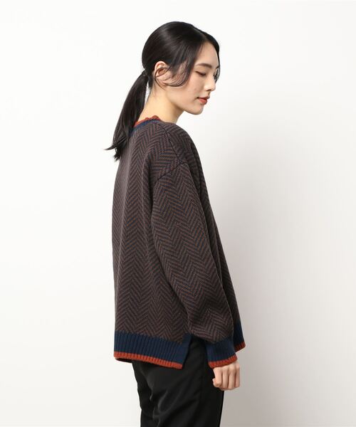 CUBE SUGAR(キューブシュガー)の「ジャガードニットヘリンボーン柄プルオーバーセーター(ニット/セーター・レディース・ホワイト/ブラック/ネイビー・M)」の10枚目の写真