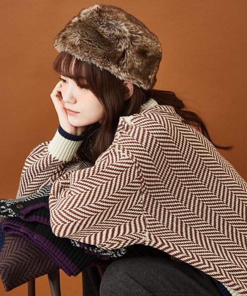 CUBE SUGAR(キューブシュガー)の「ジャガードニットヘリンボーン柄プルオーバーセーター(ニット/セーター・レディース・ホワイト/ブラック/ネイビー・M)」の2枚目の写真