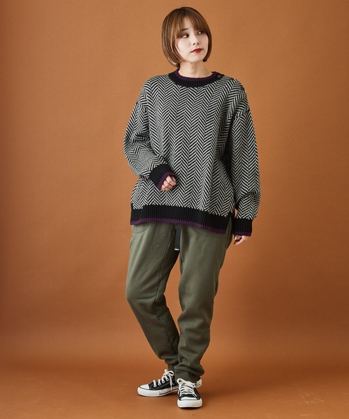 CUBE SUGAR(キューブシュガー)の「ジャガードニットヘリンボーン柄プルオーバーセーター(ニット/セーター・レディース・ホワイト/ブラック/ネイビー・M)」の15枚目の写真