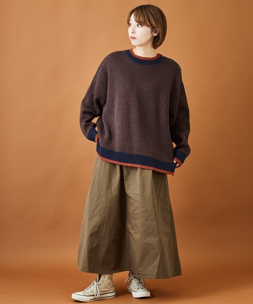 CUBE SUGAR(キューブシュガー)の「ジャガードニットヘリンボーン柄プルオーバーセーター(ニット/セーター・レディース・ホワイト/ブラック/ネイビー・M)」の13枚目の写真