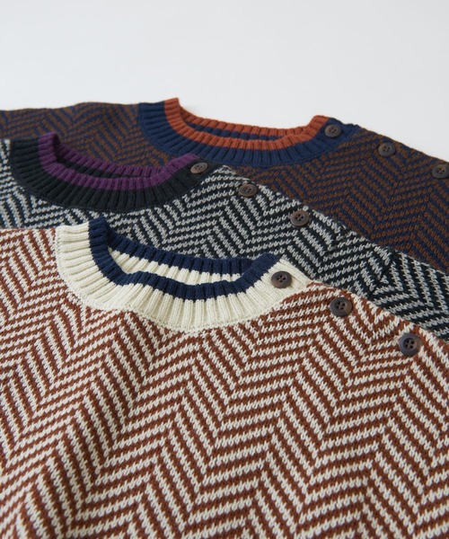 CUBE SUGAR(キューブシュガー)の「ジャガードニットヘリンボーン柄プルオーバーセーター(ニット/セーター・レディース・ホワイト/ブラック/ネイビー・M)」の6枚目の写真