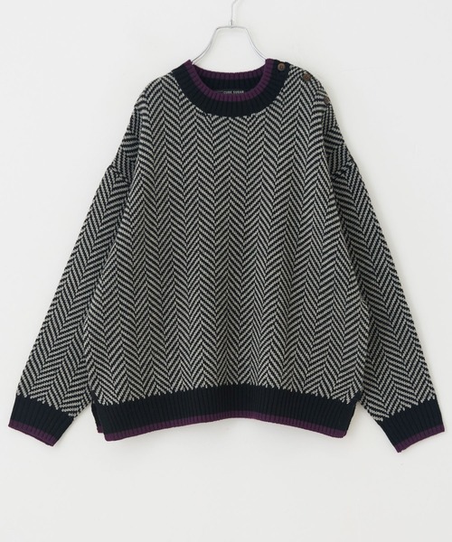 CUBE SUGAR(キューブシュガー)の「ジャガードニットヘリンボーン柄プルオーバーセーター(ニット/セーター・レディース・ホワイト/ブラック/ネイビー・M)」の20枚目の写真