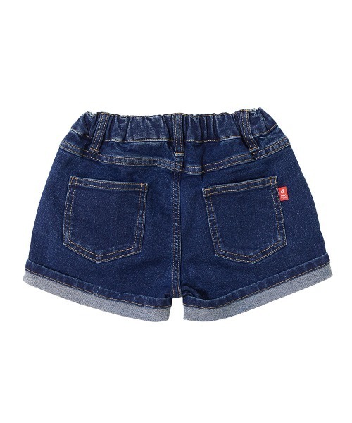 セール】【ストレッチ】楽デニム 折り返しデニムショートパンツ