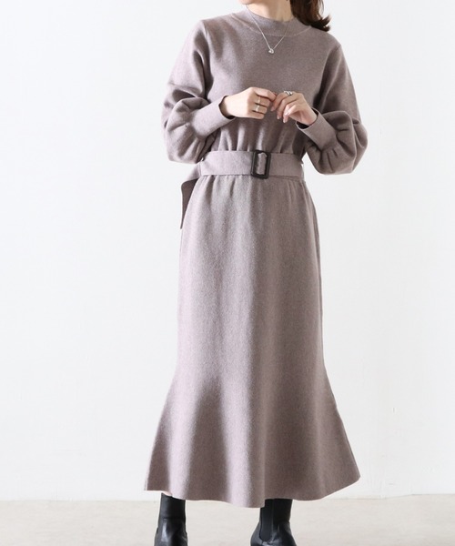 Cheek（チーク）の「マーメードニットワンピース（ワンピース・レディース・チャコールグレー/モカ/ブルー・MEDIUM）」の3枚目の写真