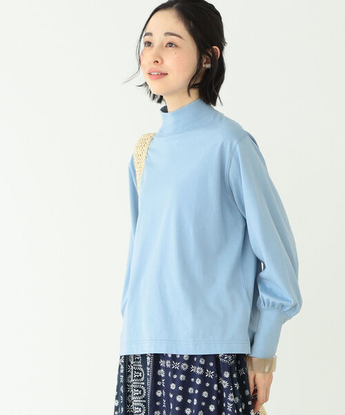 BEAMS BOY（ビームスボーイ）の「BEAMS BOY / モック ネック ギャザー ロング スリーブ カットソー（Tシャツ/カットソー・レディース・ブラック/オフホワイト/サックスブルー・ONE SIZE）」の3枚目の写真