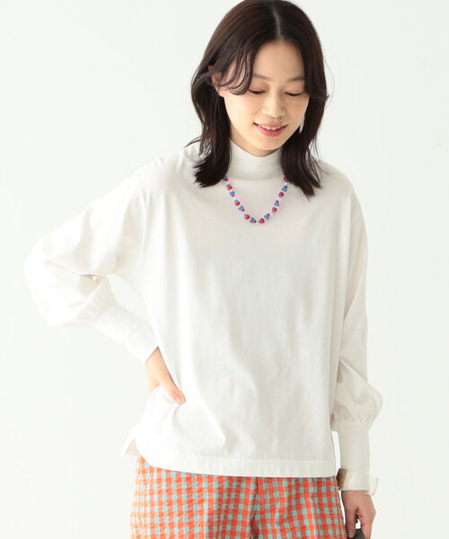 BEAMS BOY（ビームスボーイ）の「BEAMS BOY / モック ネック ギャザー ロング スリーブ カットソー（Tシャツ/カットソー・レディース・ブラック/オフホワイト/サックスブルー・ONE SIZE）」の5枚目の写真