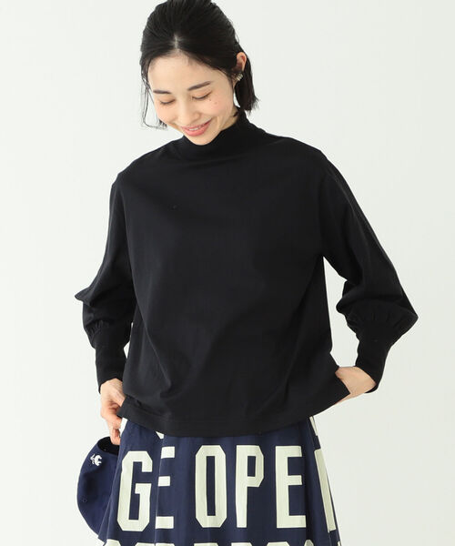 BEAMS BOY（ビームスボーイ）の「BEAMS BOY / モック ネック ギャザー ロング スリーブ カットソー（Tシャツ/カットソー・レディース・ブラック/オフホワイト/サックスブルー・ONE SIZE）」の6枚目の写真