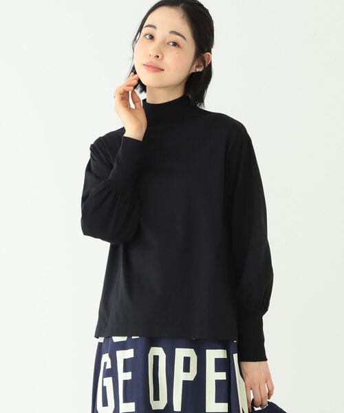BEAMS BOY（ビームスボーイ）の「BEAMS BOY / モック ネック ギャザー ロング スリーブ カットソー（Tシャツ/カットソー・レディース・ブラック/オフホワイト/サックスブルー・ONE SIZE）」の7枚目の写真