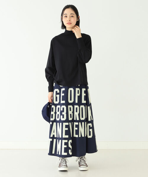 BEAMS BOY（ビームスボーイ）の「BEAMS BOY / モック ネック ギャザー ロング スリーブ カットソー（Tシャツ/カットソー・レディース・ブラック/オフホワイト/サックスブルー・ONE SIZE）」の8枚目の写真