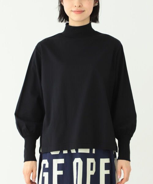 BEAMS BOY（ビームスボーイ）の「BEAMS BOY / モック ネック ギャザー ロング スリーブ カットソー（Tシャツ/カットソー・レディース・ブラック/オフホワイト/サックスブルー・ONE SIZE）」の9枚目の写真