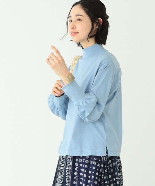 BEAMS BOY（ビームスボーイ）の「BEAMS BOY / モック ネック ギャザー ロング スリーブ カットソー（Tシャツ/カットソー・レディース・ブラック/オフホワイト/サックスブルー・ONE SIZE）」の12枚目の写真