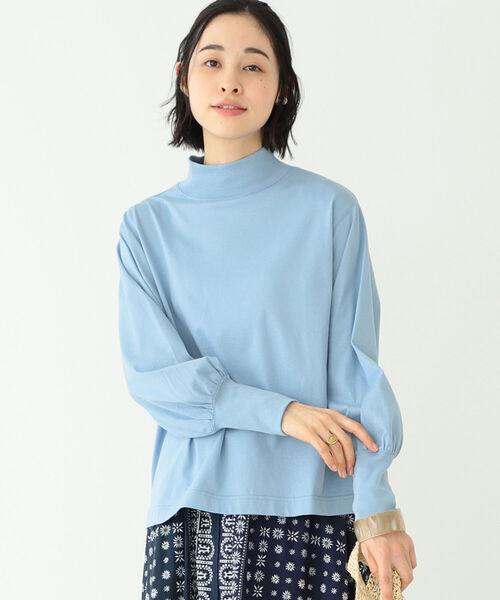 BEAMS BOY（ビームスボーイ）の「BEAMS BOY / モック ネック ギャザー ロング スリーブ カットソー（Tシャツ/カットソー・レディース・ブラック/オフホワイト/サックスブルー・ONE SIZE）」の13枚目の写真