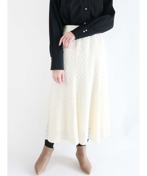 Te chichi（テチチ）の「起毛レースロングスカート（スカート・レディース・ブルー/オフホワイト/グレー・ﾌﾘ-）」の2枚目の写真