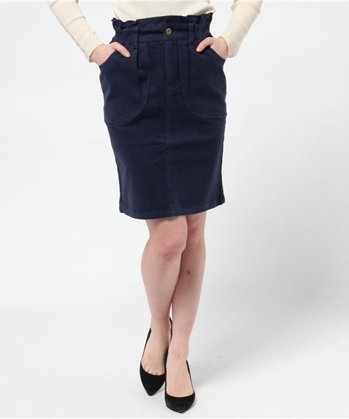 mystic(ミスティック)の「起毛ヒザ丈タイトスカート(スカート・レディース・ネイビー/ボルドー/グリーン/キャメル/ブラック・1/2)」の3枚目の写真