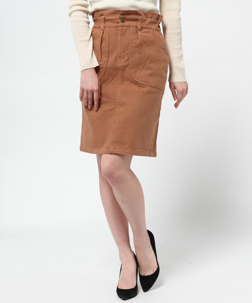 mystic(ミスティック)の「起毛ヒザ丈タイトスカート(スカート・レディース・ネイビー/ボルドー/グリーン/キャメル/ブラック・1/2)」の4枚目の写真