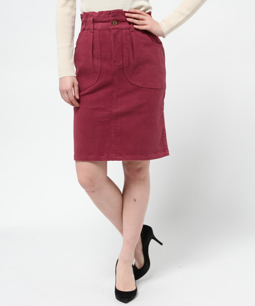 mystic(ミスティック)の「起毛ヒザ丈タイトスカート(スカート・レディース・ネイビー/ボルドー/グリーン/キャメル/ブラック・1/2)」の5枚目の写真