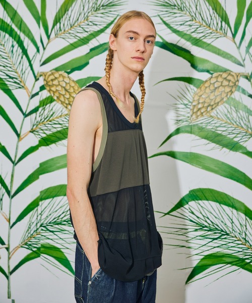 AlexanderLeeChang（アレキサンダーリーチャン）の「AlexanderLeeChang アレキサンダーリーチャン / MESH TANK 22 メッシュタンクトップ / AC012204（タンクトップ・メンズ・ブラック/グレー・3/2）」の8枚目の写真